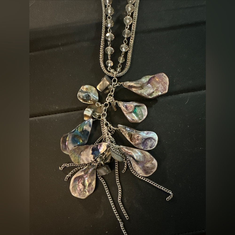 Chelsea NYC Seashell Necklace Long Abalone Blues New with Tags